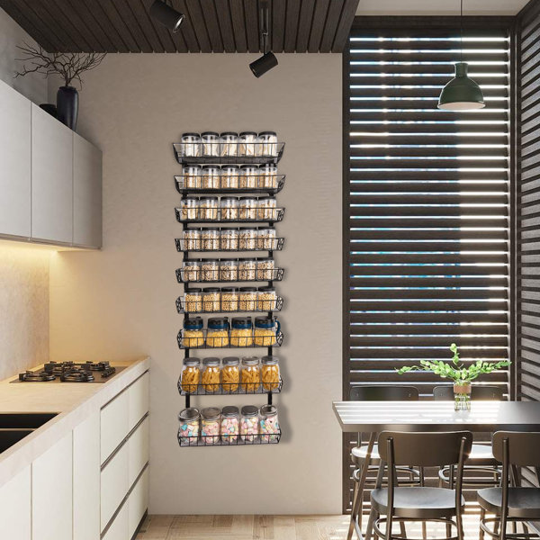 Prep & Savour Adjustable Wall Mount Spice Rack, 9Tier DualUse (Multi